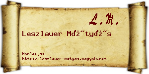 Leszlauer Mátyás névjegykártya